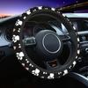Blue Yellow Galaxy Paw Prints Steering Wheel Cover Pretty Puppy Pet Steering Wheel Protector 14.5-15 Inch Car Accessories