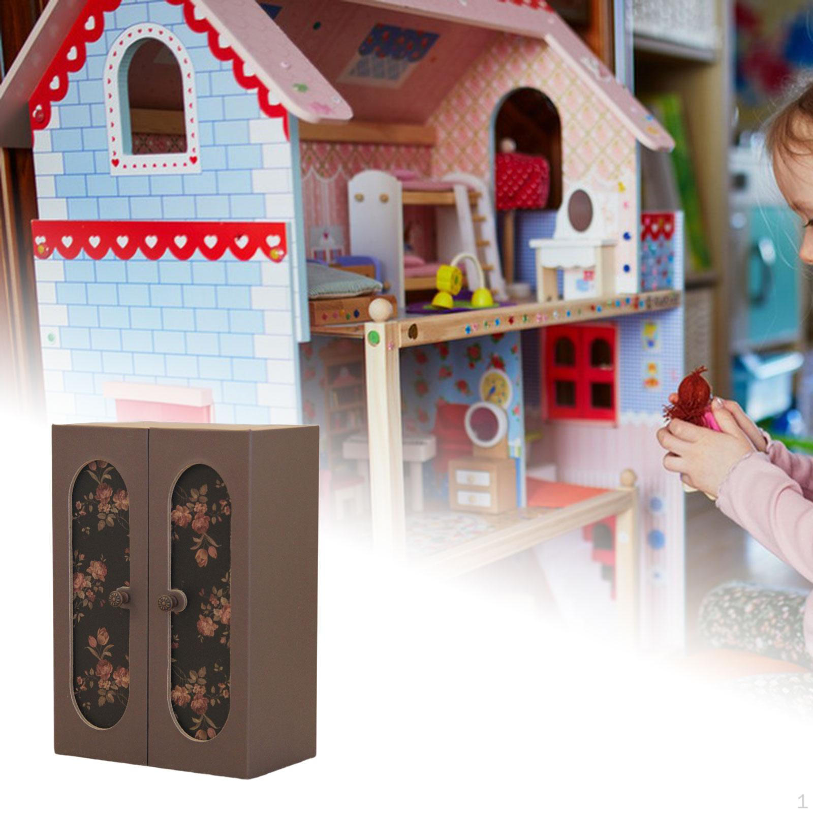 

1/12 Кукольный домик Гардероб Аксессуары Миниатюрный Пейзаж Спальни Декор Шкаф Армуар Brown