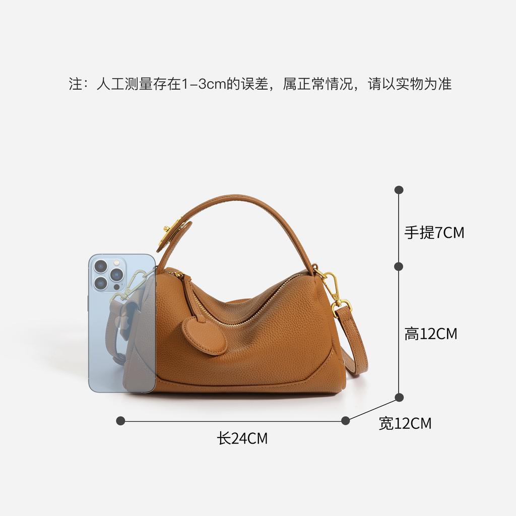 Versatile and elegant Boston pillow bag made of top-layer cowhide, new women's handbag, shoulder bag, crossbody bag