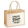 Jute Tote Bag - PLANETEE - I Can't Minimalist - Jute and Cotton Canvas - 21 L (43×33×21 Cm) - Handles 65 Cm