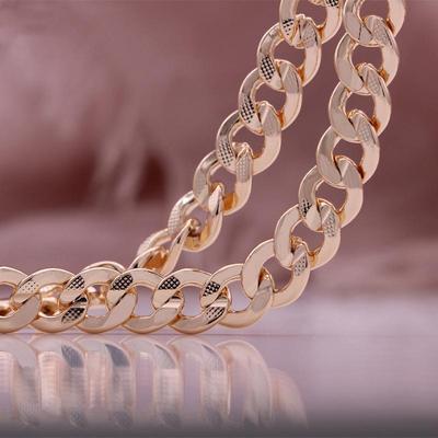 Gemusterte Kreis-Halskette, flache und bequeme Armbänder, Halsketten, roségoldfarbene Kette