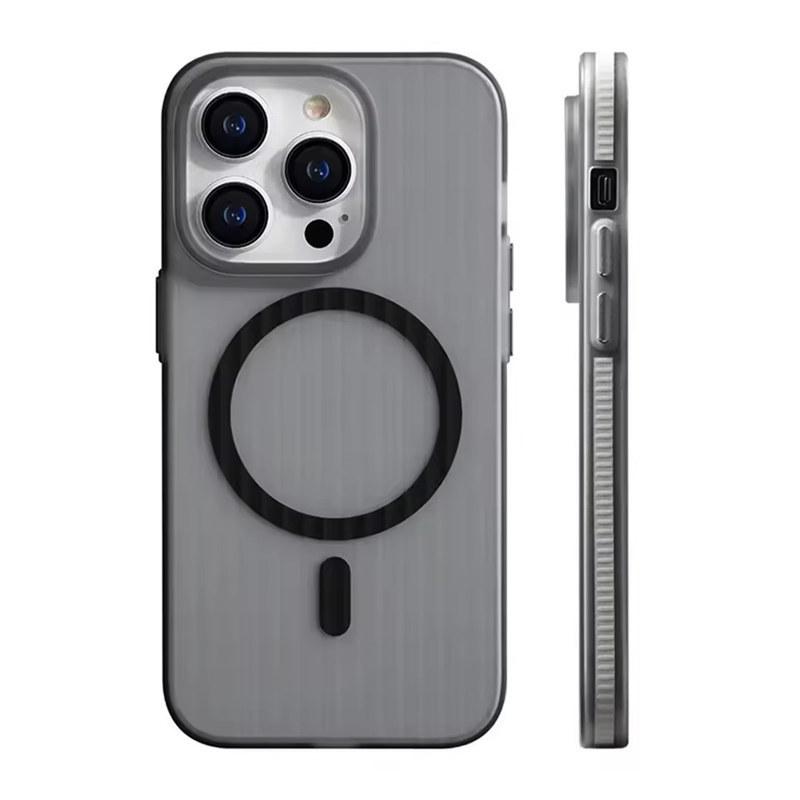 Corrugated Pattern For Magsafe Magnetic Wireless Charge Case For iPhone 15 14 13 12 16ProMax Non-slip Bumper Hard PC Matte Cover
