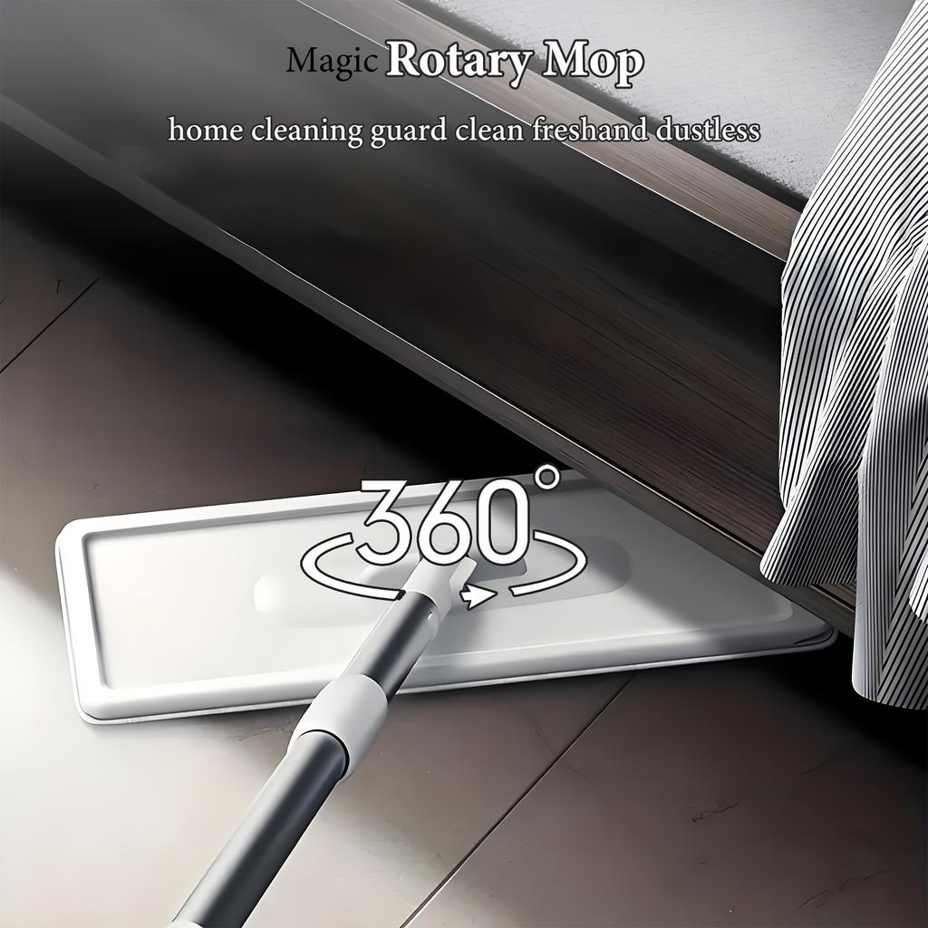 4 Piece Magic Spin Mop and Bucket System 360 Degree Flat Head Mop Wet/Dry Floor Cleaner for Kitchen Bathroom Living Room Wood