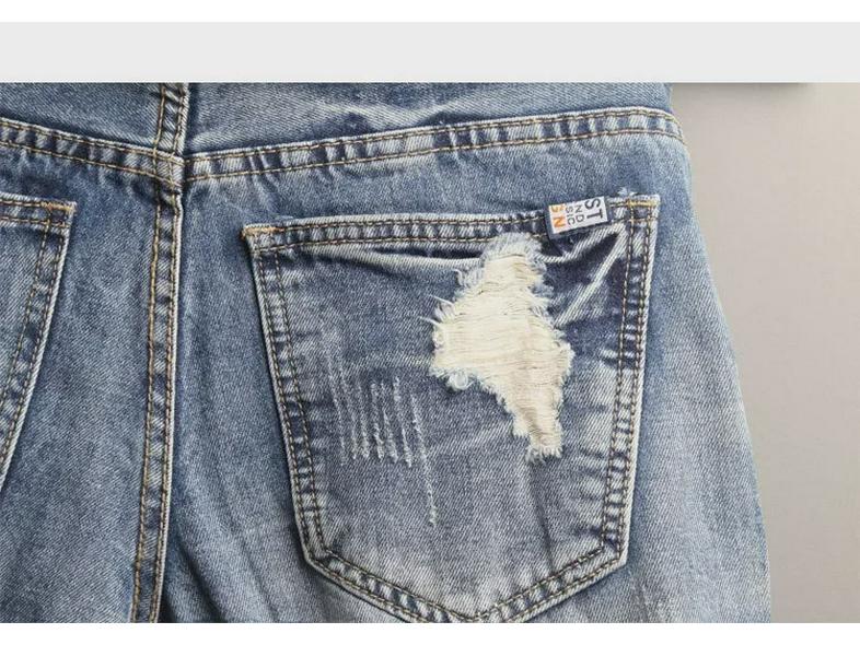 Men's Slim Korean Style Light-Colored Ripped Denim Shorts - Summer Breeches with Raw Edges