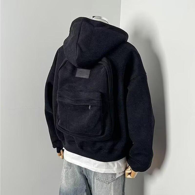 Unisex 3D Hoodie and Backpack: Hong Kong Style, Trendy Letter Print, Loose Fit, Ideal for Spring/Autumn