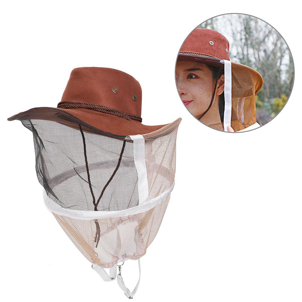 Cowboy Brown Red 360 degrees  Safe Protection Anti Bee Stinging Mosquito Biting Beekeeper Protective Hat