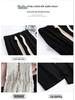 Women's Trendy High-Waist Black Drawstring Wide-Leg Trousers for Spring & Autumn