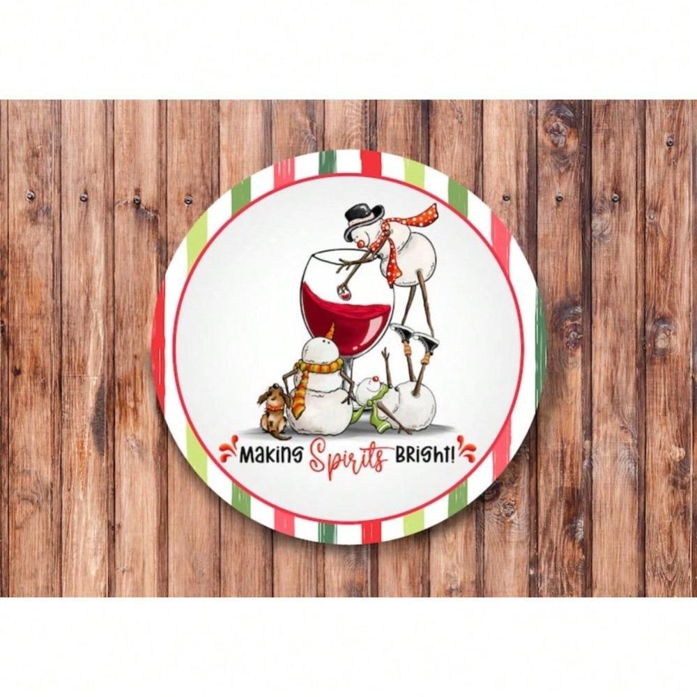 Snowmen Wreath Metal Sign & Home Room Decor for Halloween, Bathroom, Bedroom, Kitchen, Living Room Wall Decoration