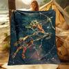 Starry Night Zodiac Sagittarius Flannel Printed Blanket Suitable for All Seasons Suitable for Living Room Office Sofa and Travel