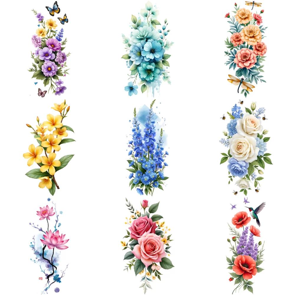 9pcs Temporary Tattoo Butterfly Tattoos Temporary Tattoo Stickers Floral Tattoos Rose Tattoos For Adult Thighs Arms