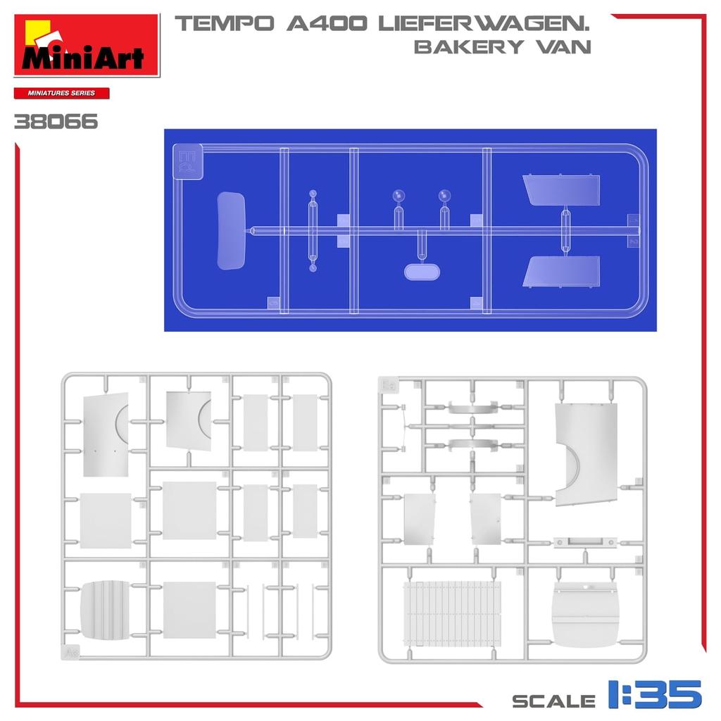 Miniart Tempo A400 Furgonetă de Livrare Furgonetă de Panificație Model din Plastic MA38066 1/35