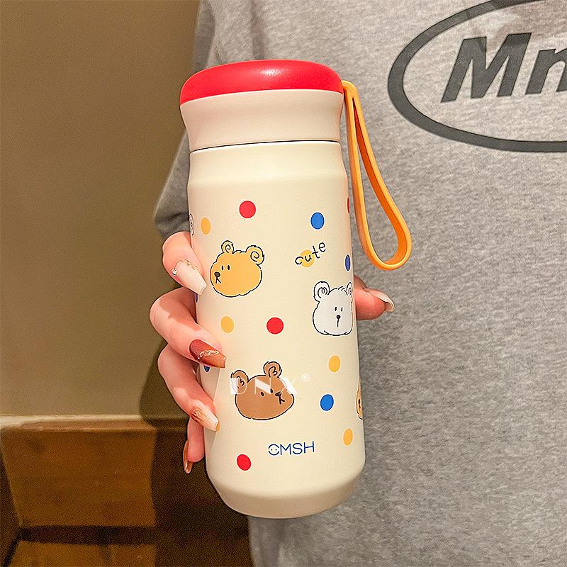 

Cute Puppy Handy Thermos Cup New Cartoon Steel Water Cup Girl Gift Student Water Bottle Car Cup Durable Durable 530ml