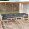 VidaXL Garden Lounge Set 7 Pcs with Grey Cushions Pine Wood 3096429