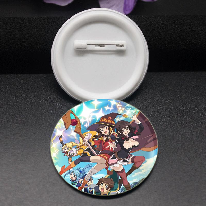 32/44/58mm Anime KonoSuba Pins Megumin Aqua Badge Handmade Brooche Breastpin for Backpack Clothes Accessories Gift