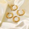 18k Gold Plated Stainless Steel Solid Hoop Earrings For Women Simple Classic Circle Earrings Accessories
