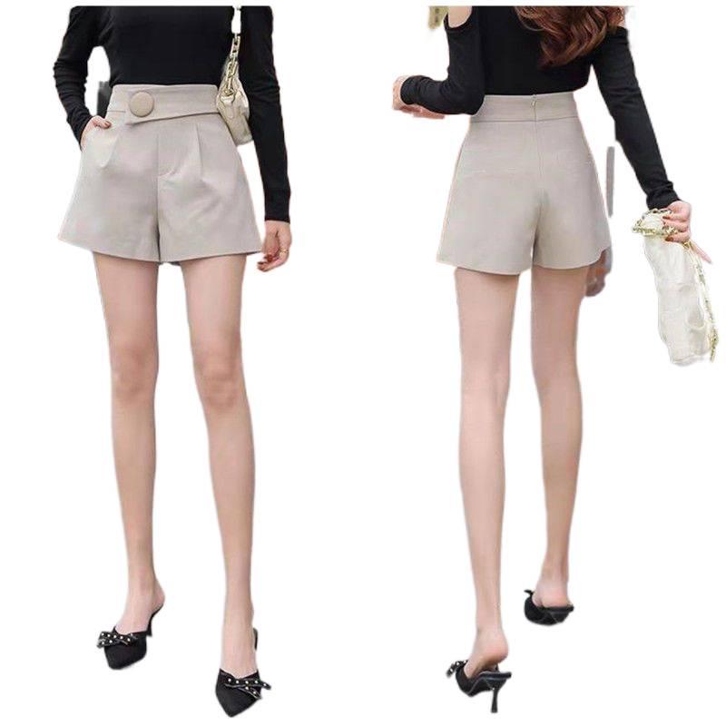 High Waist Slimming Women's A-Line Wide Leg Suit Shorts for Spring/Autumn