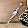 Leopard Print Leather Strap for Apple Watch 11 iWatch 10987E, Huawei FIT4, Xiaomi 9PRO
