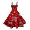 Women's Casual Sleeveless Round Neck Dress with Christmas Print for Holiday Party