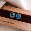 European and American Retro Diamond-encrusted Zircon Geometric Round Stud Earrings Niche Earrings Fashionable Simple Earrings Women