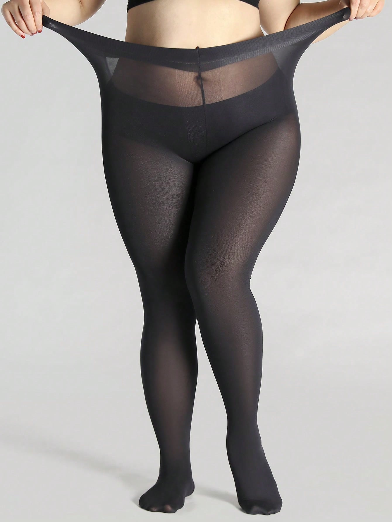 1 Pair Women S Plus Size Ultra-Thin Black Sheer Tights High Elastic Transparent Pantyhose For Summer S