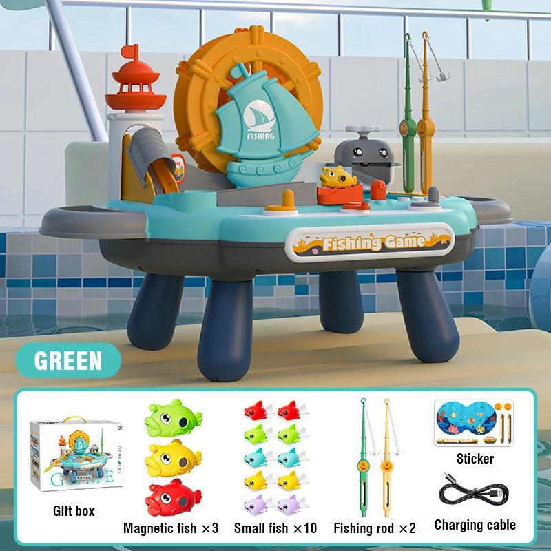 

Electric Magnetic Doubles Children S Fishing Music Kids Toys Education Solving Parent-Child Interactive Fishing For Young Boys Girls