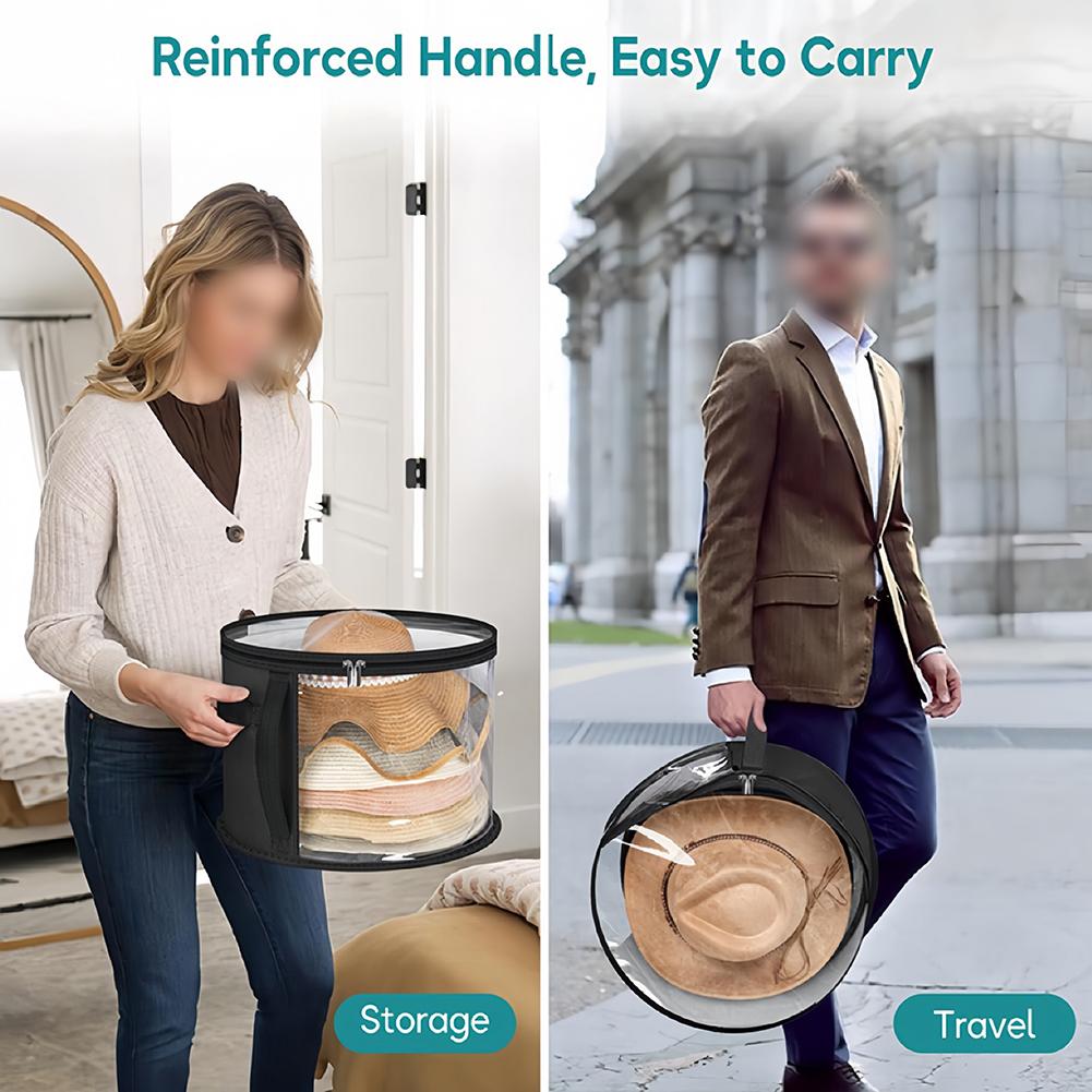 Portable Hat Storage Bag Round Brim Organizer for Clothes and Accessories