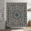 Vintage Blue Floral Shower Curtain Waterproof Home Decoration Bath Tub Decorations Bathroom Accessory Size 72X84 Inches