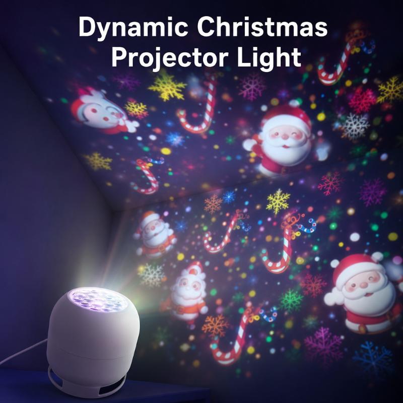 Christmas Projector Light Rotating Led Projection Lamp Santa Claus Snowflake Elk Xmas Decor Night Light Rechargeable