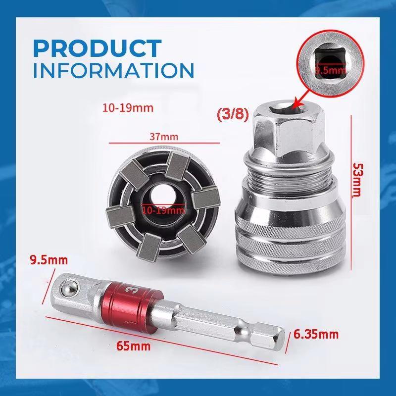 Wiertarka Elektryczna Magiczny Konwerter Nasadek Regulacja 10mm Do 19mm z Kluczem Grzechotkowym Klucz Uniwersalny Klucz Elektryczny Konwerter Nasadek