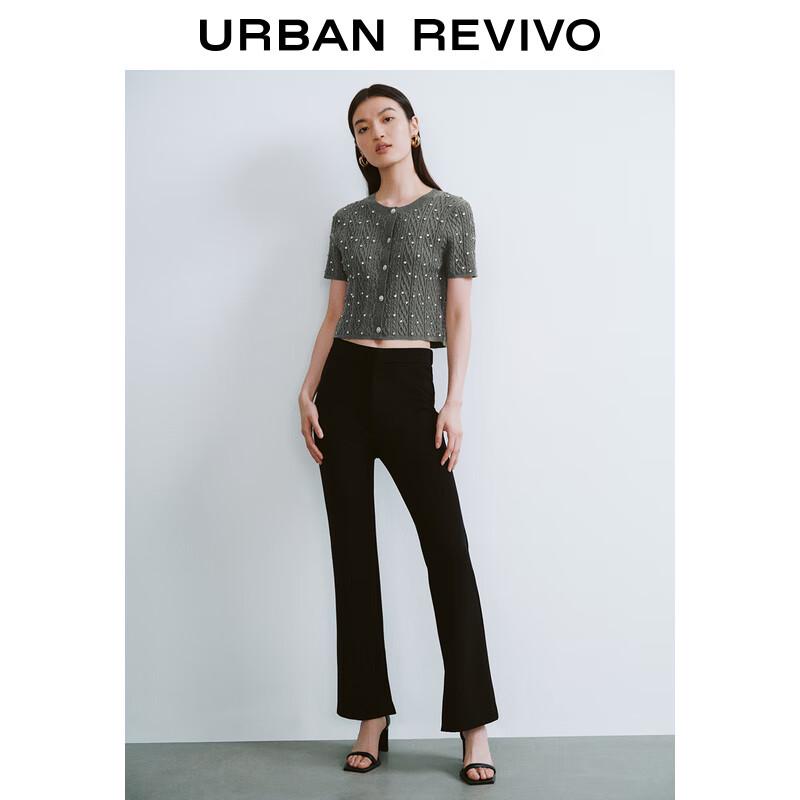 UR Women's Rhinestone Textured Short Sleeve Knit Cardigan