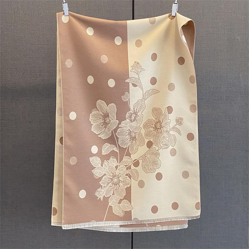 Women Flowers Winter Thicken Cashmere Scarf Bohemian Style Shawl Wraps Dot Pattern Lady Pashmina Echarpe Poncho Stoles
