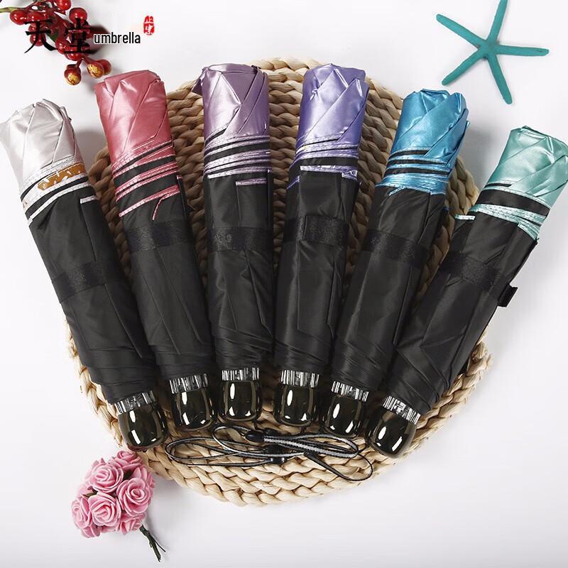 Paradise Umbrella Portable 3-Fold Black UV Sun/Rain Umbrella
