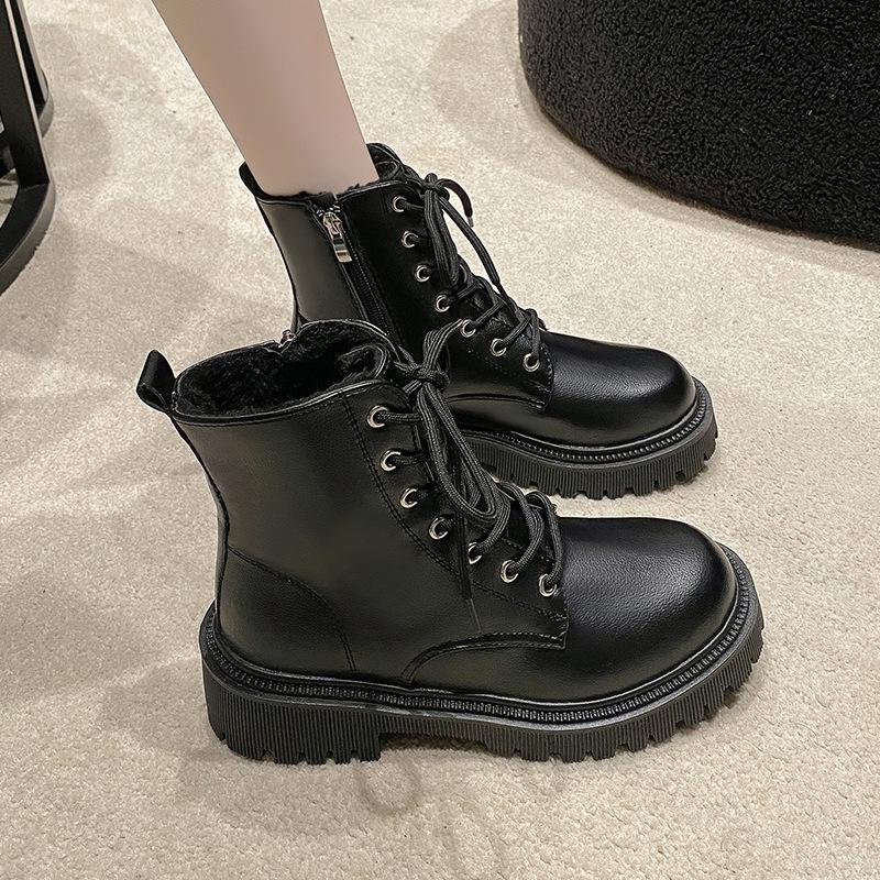 Fashion Women Ankle Boots 2025 Autumn Fashion Retro Short Boots Platform Zipper Comfortable Non Slip Outdoor Leather Boots Botas Mujer