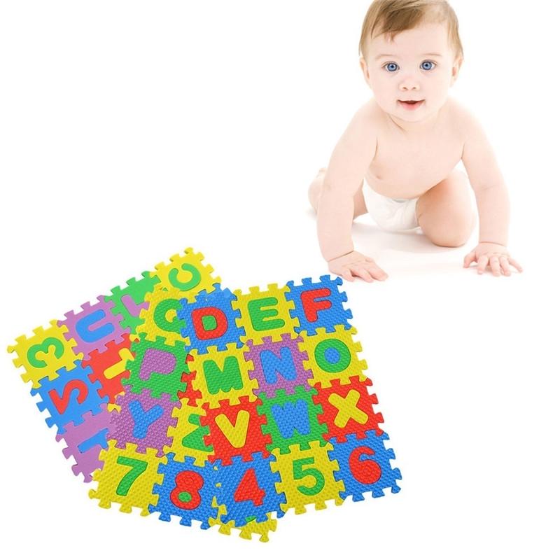 Smart Mom Baby Items Puzzle Play Mats 36 Pieces of Digital Letters Children's Puzzle Foam EVA Puzzle Pad Shatter-Resistant
