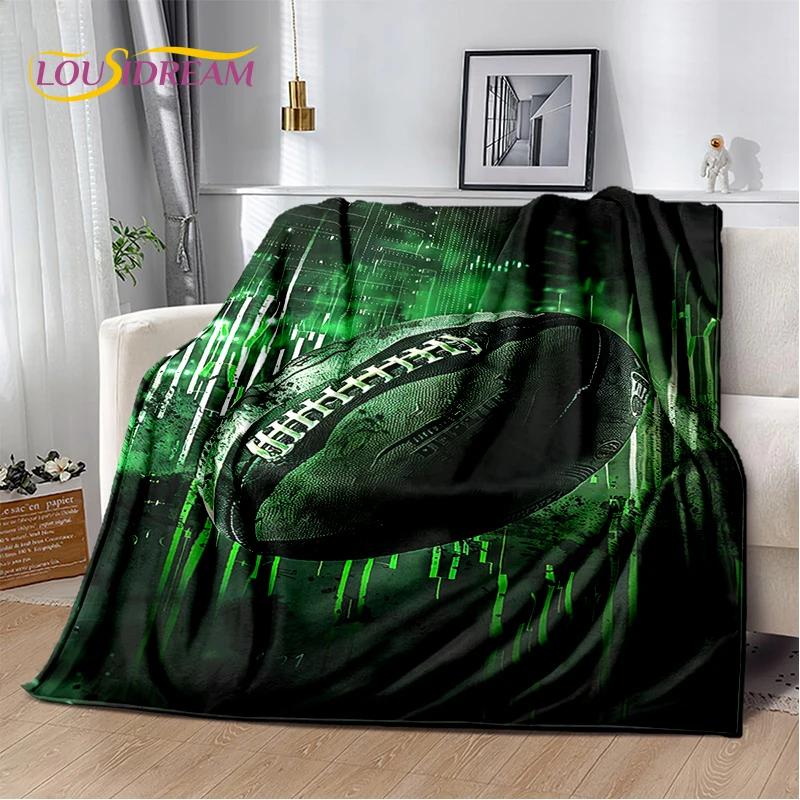 3D Rugby Field Rugby American Football Cartoon 2026 Soft Blanket,Soft Throw Blanket for Home Bedroom Bed Sofa Travel Cover Child