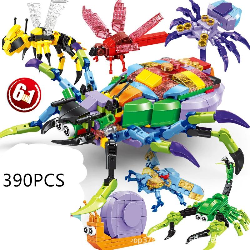 Funny Joy Insect Animals Figures Set Mini Building Blocks Toy Assembly 3D Constructor Micro Bricks For Kids Boys Present Plaything