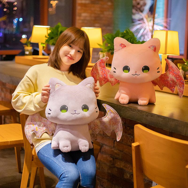 Bai Fen Bai Dolls And Toys Girls Purple Welcome Cat Doll Plush Toy Bat Cat Doll Sleeping Soothing Pillow Doll