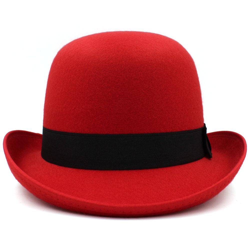 

Men Women Felt Bowler Hat Classic Party Hats Lightweight Derby Fedora Hats Costume Accessories ONE SIZE яскраво-червоного кольору