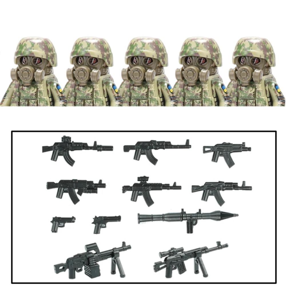 Vojenský voják Ukrajinské biochemické speciální síly Stavební kostky Armádní figurky Plynová maska Zbraně Kostky Hračky Pro Děti