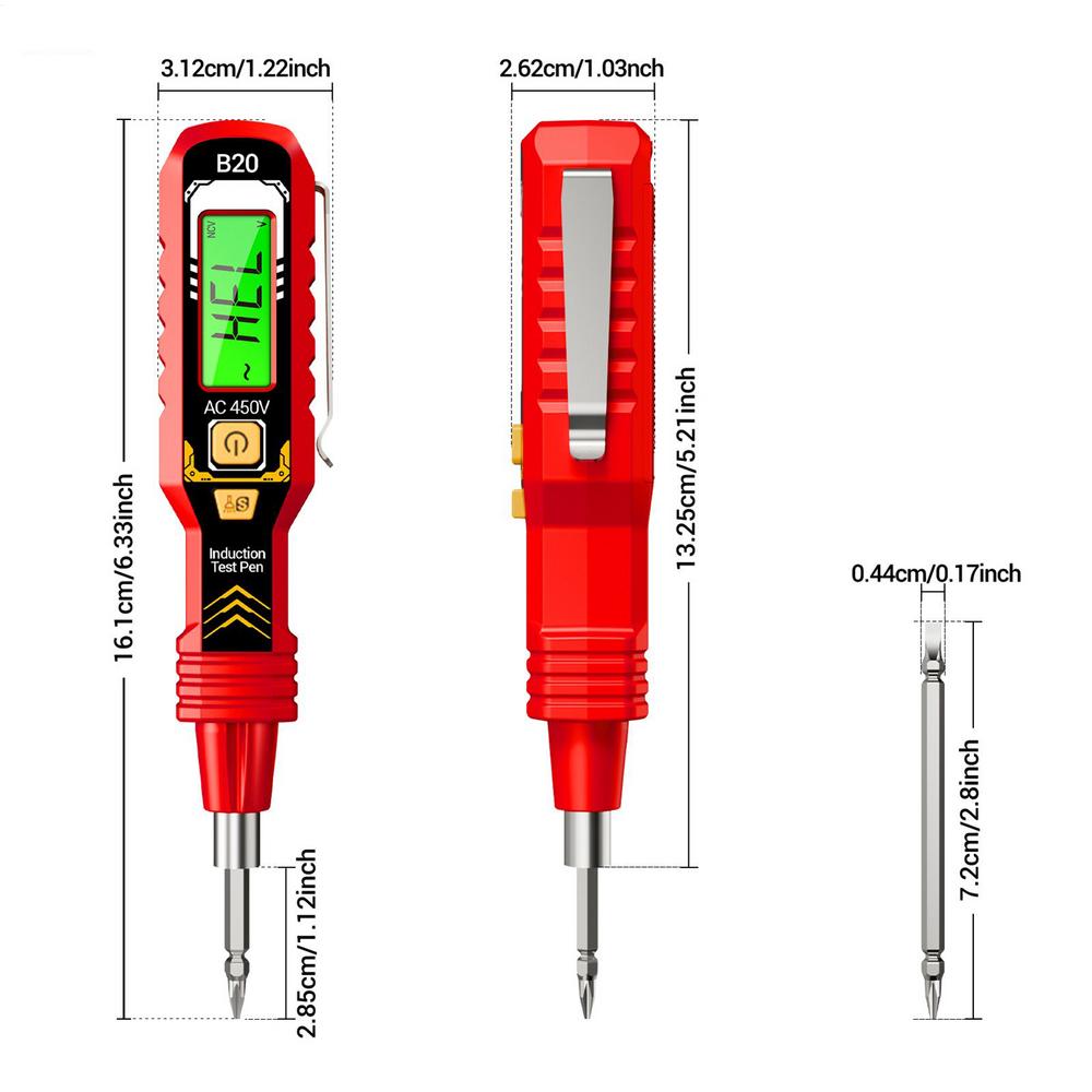 Voltage Tester Double-Head Electrical Outlet Voltage Detector Auto-Ranging Measuring Tool With LED Light High-Accuracy Circuit