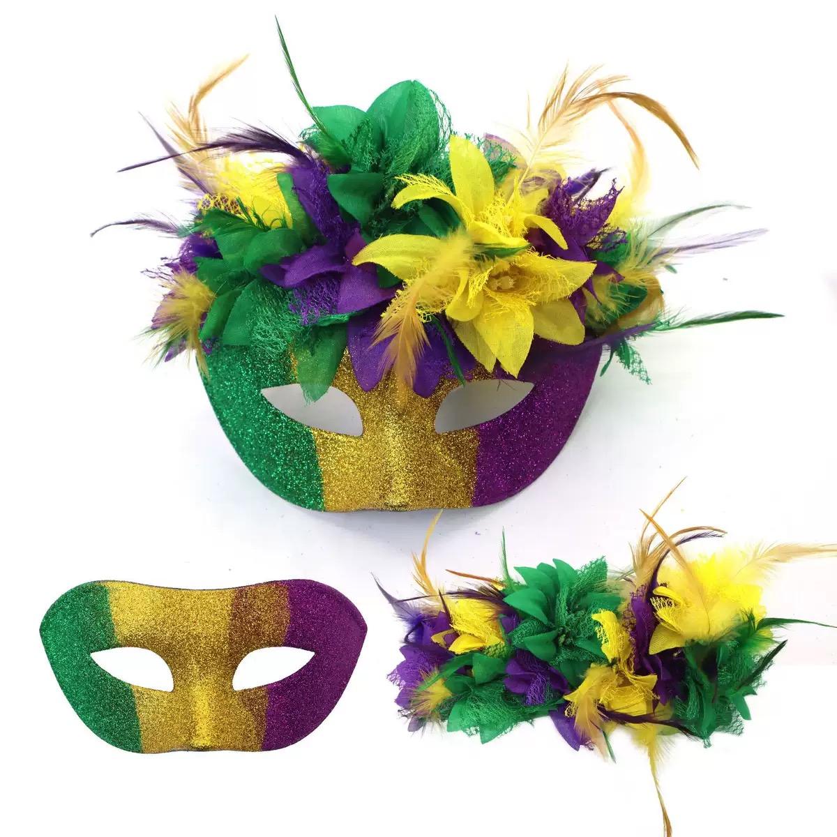 

Flower Masquerade Mask, Halloween & Carnival Party Costume Prop 6 зелёный