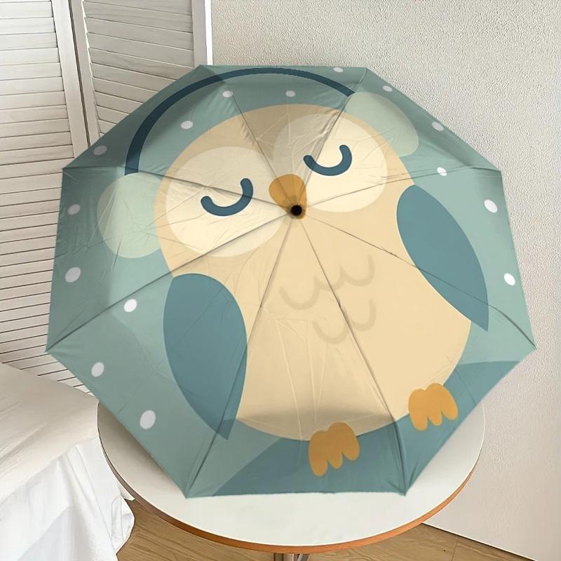 Cozy Owl Design Umbrella: Perfect for Outdoor Adventures, Auto Opening & Closing, Ideal as a Gift 102