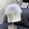 Real Rex Rabbit Hair Fox Hair Hat Thickened Fur Ear Protector Hat Cold-proof and Warm Plush Knitted Hat Baotou Hat Basin Hat