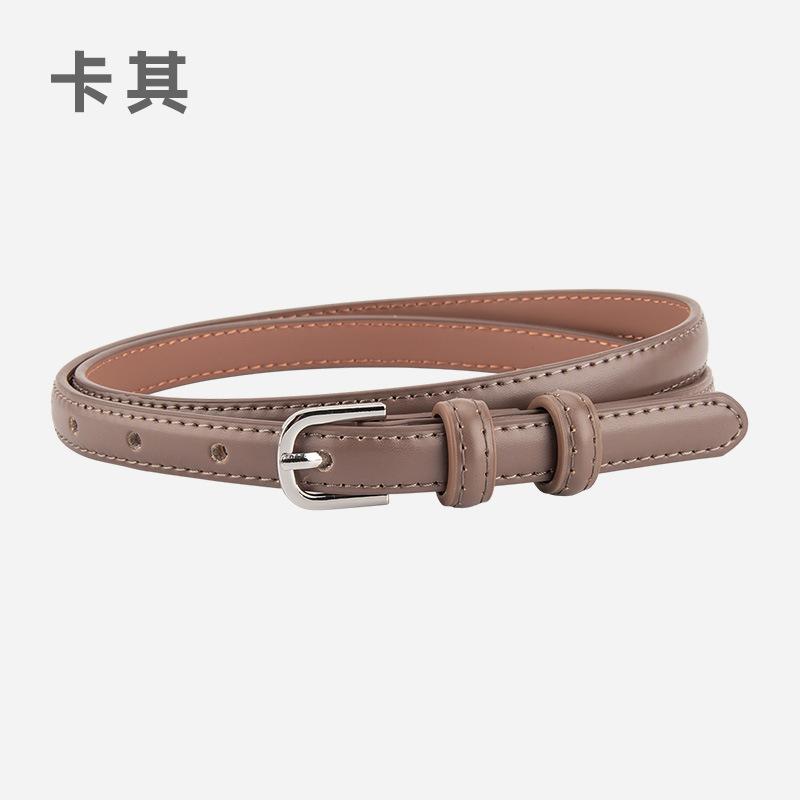 Gürtel Koreanische Version aus echtem Leder, dünner Damen gürtel, Dornschließe aus Rindsleder, Retro Hong Kong Stil, dünner Gürtel für Mädchen