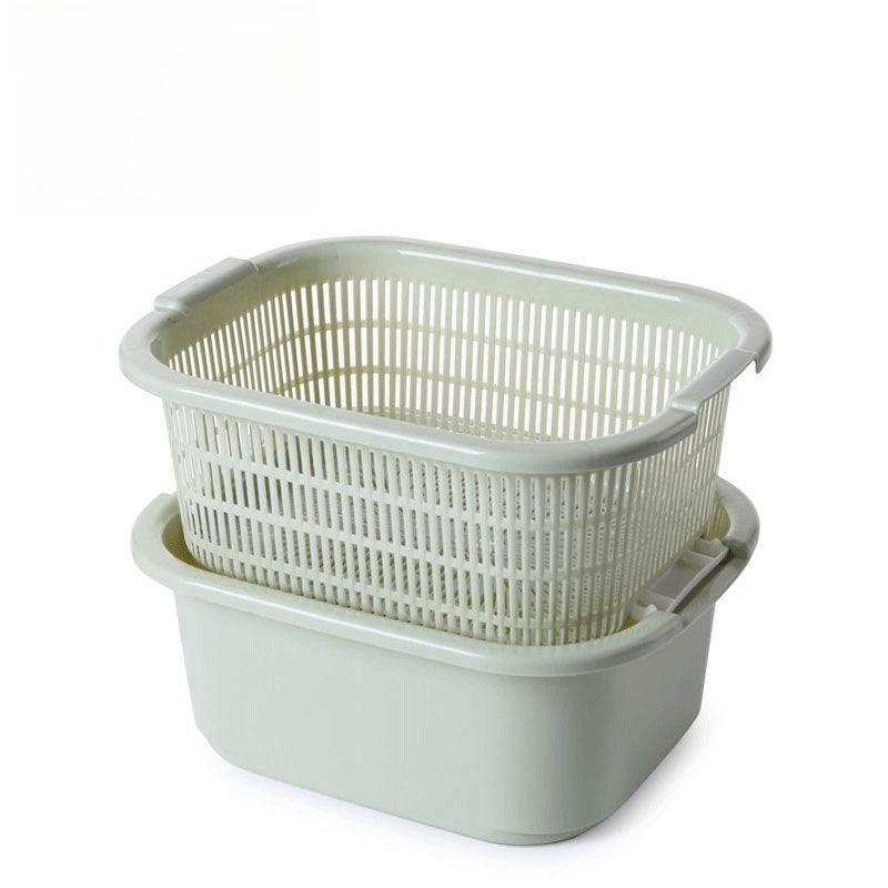 Double Layered Vegetable Washing Basin Plastic Drainage Basket Household Kitchen Washing Fruit Drainage Basin
