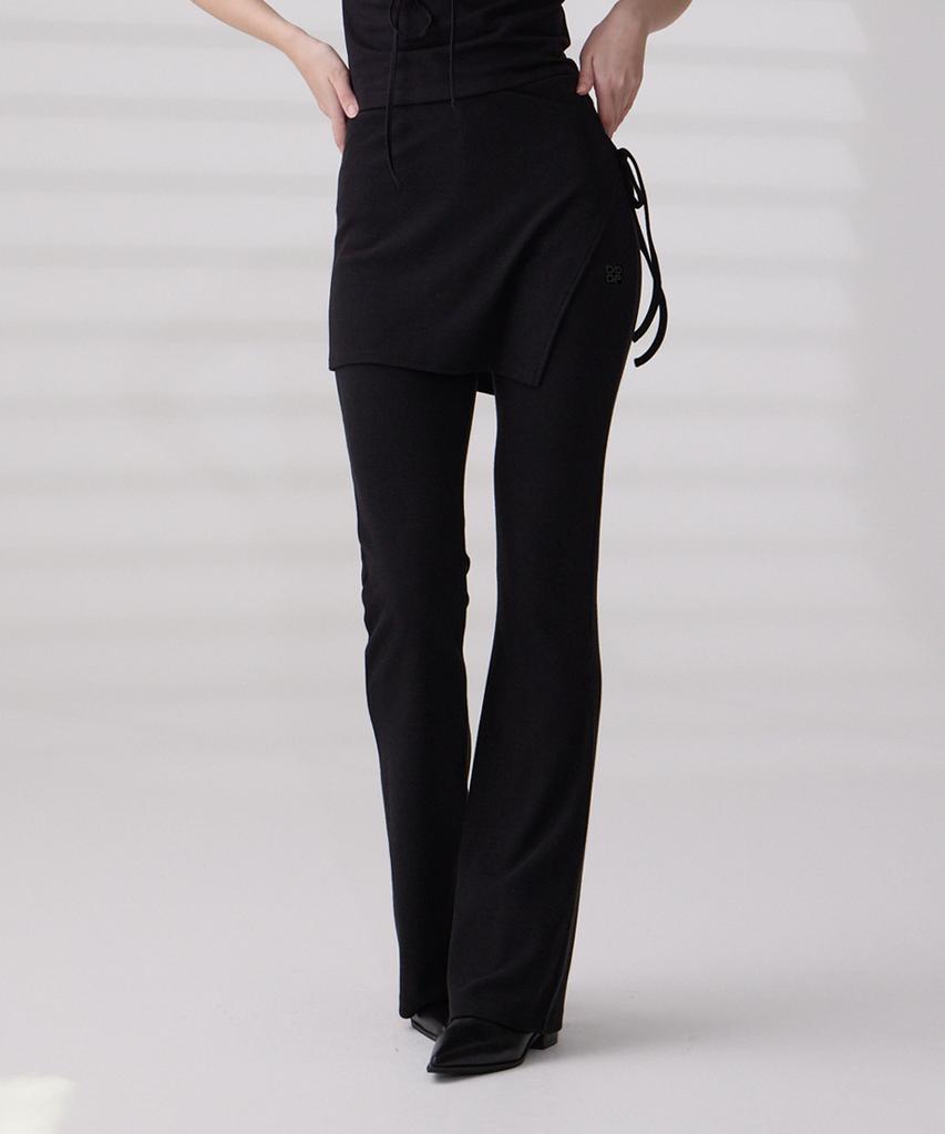 DANGLEDROP [Set] Dgdp Bootcut Line Pants + Layered Wrap Skirt 2 Colors
