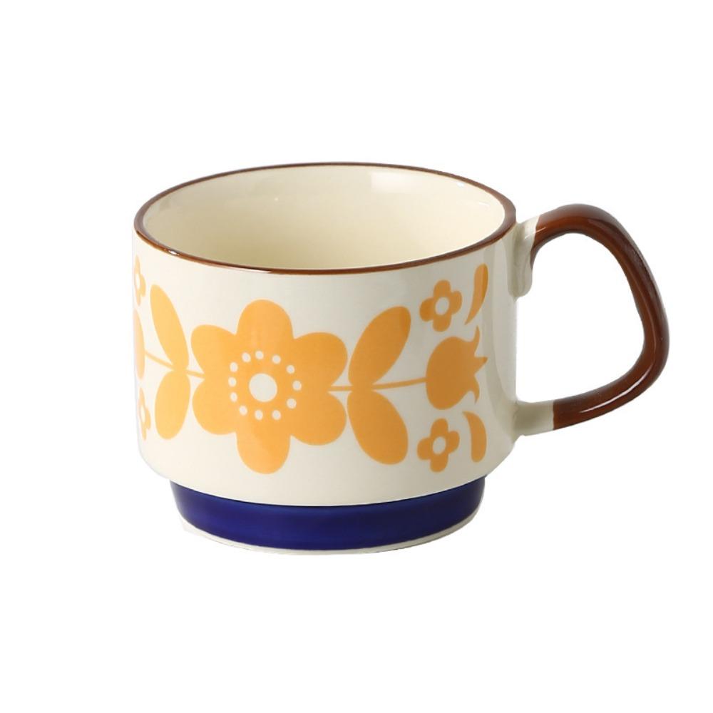 Underglaze Painting Japanese Coffee Mug 300ml Office Water Cup Creative Milk Oatmeal Cup  Office