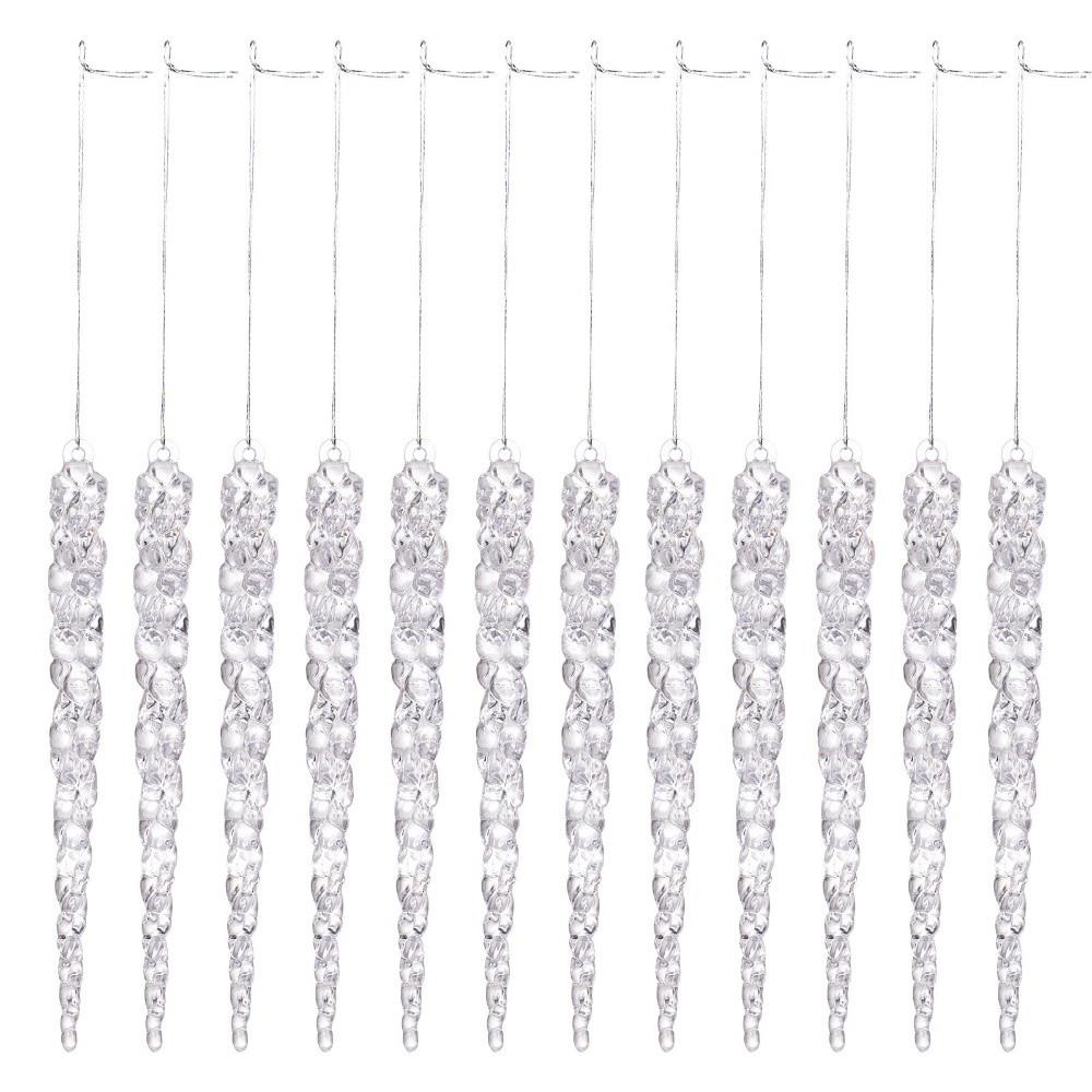 12 Stück Kristallklare Eiszapfen Dekorationen Acryl Party Feiertagsdeko Weihnachtsbaumschmuck