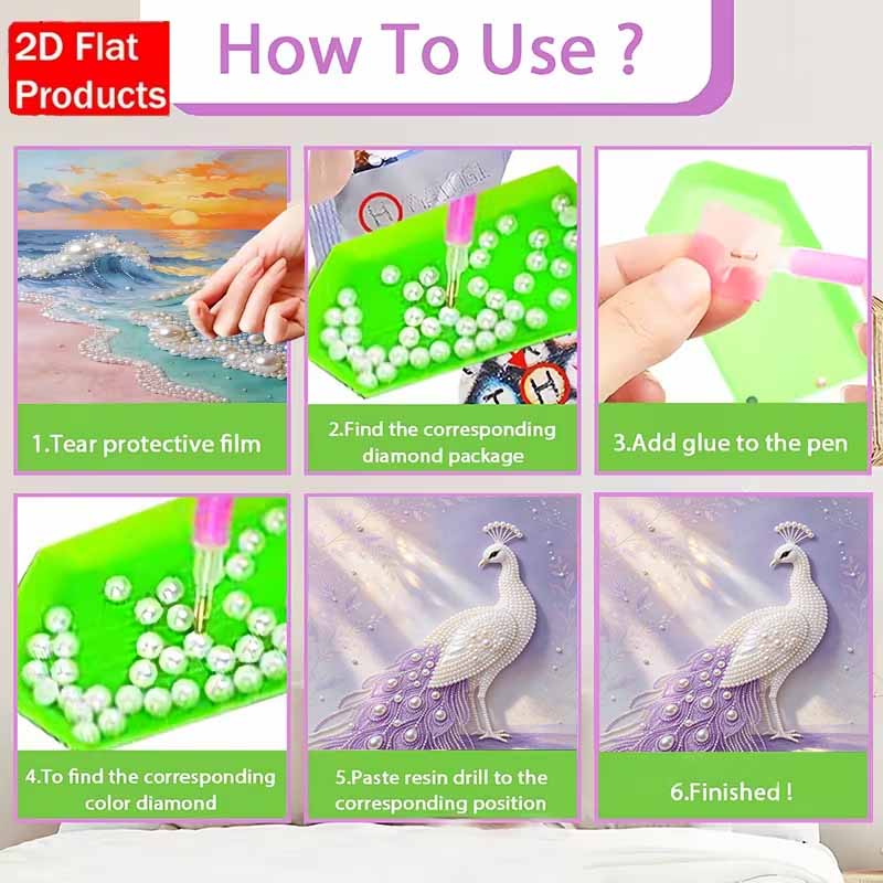 5D Pearl Painting Handmade DIY Exquisite Peacock Home Office Desktop Decoration Painting