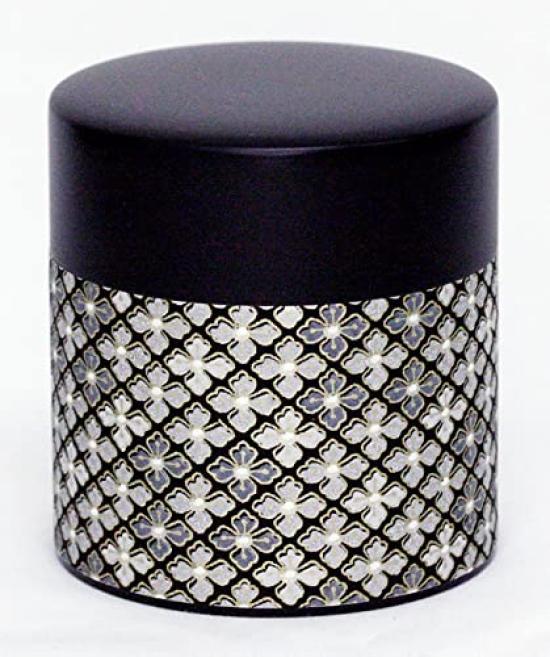 

Kotodo Takahashi Seisakusho KuroTO Small Pattern Tea Caddy, Flat, 100g (Hanabishi #124)